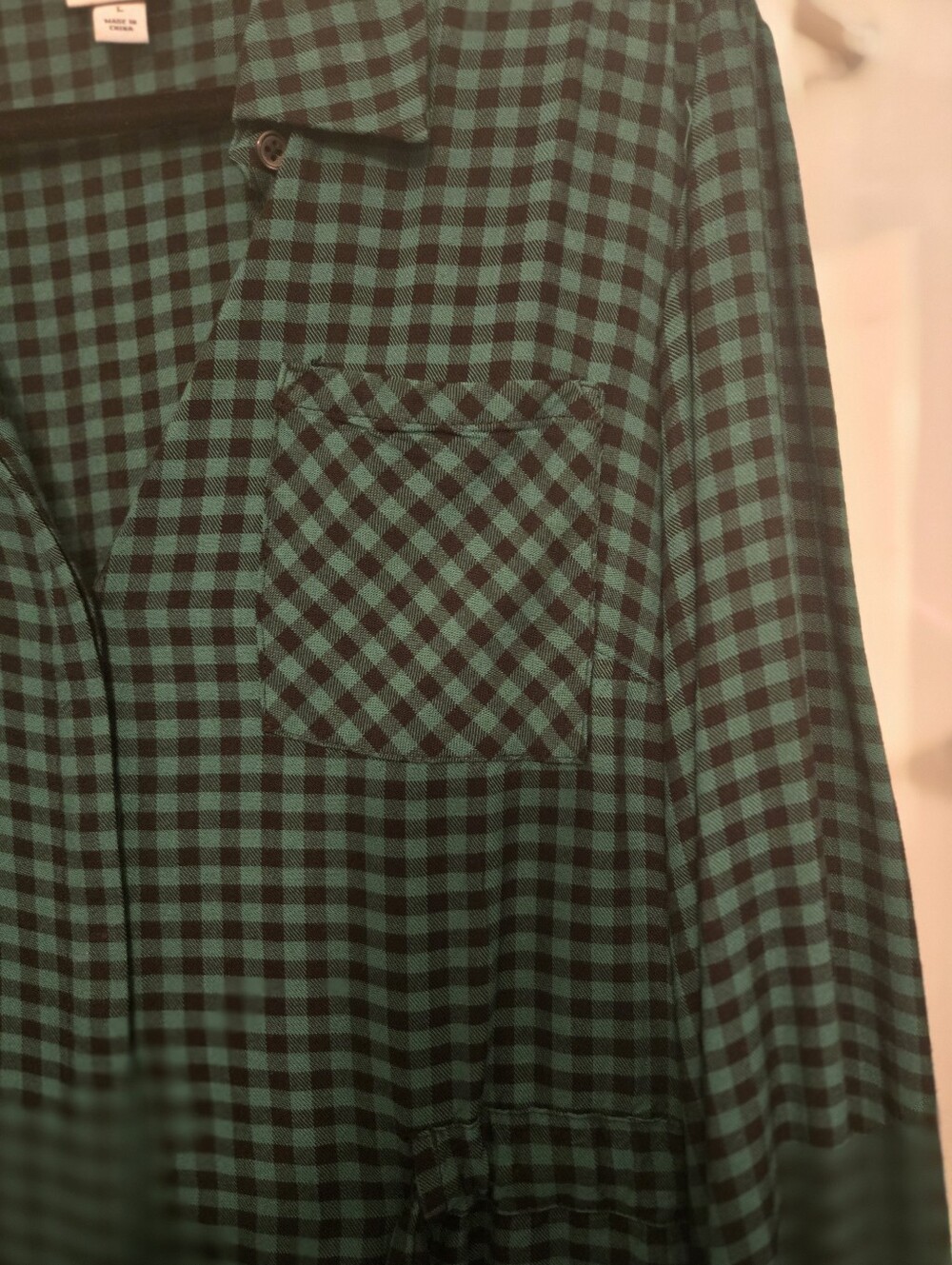 a new day Green Gingham Tie-Waist Shirt Dress - Large - Picture 8 of 8